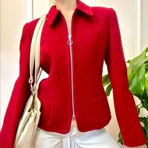 Cortefiel Vintage 90s  Lana Wool Jacket Red Size Medium